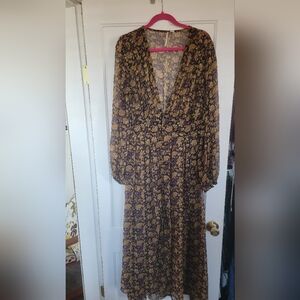 Free People Floral Patterned Shear Maxi Dress
